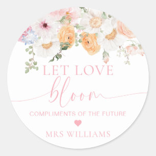 Millie Floral Let Love Bloom Favor Runder Aufkleber