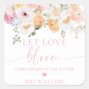 Millie Floral Let Love Bloom Gefallenheit Quadratischer Aufkleber