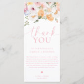 Millie Floral Long Menu & Vielen Dank Menükarte (Rückseite)