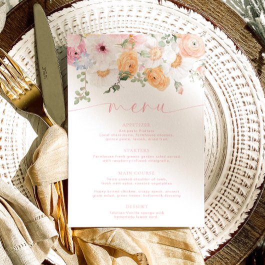 Millie Floral Menu & Vielen Dank Menükarte