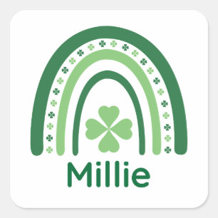 Millie Name Clover Boho Regenbogen Quadratischer Aufkleber