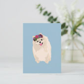 Milliet Die süße Girly Poeranian mit Blume Crown Postkarte (Stehend Vorderseite)