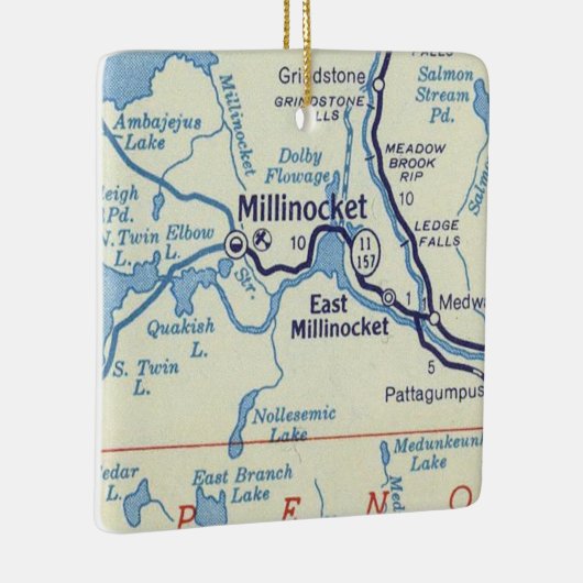 Millinocket ME Vintage Karte Keramikornament (Rechts)