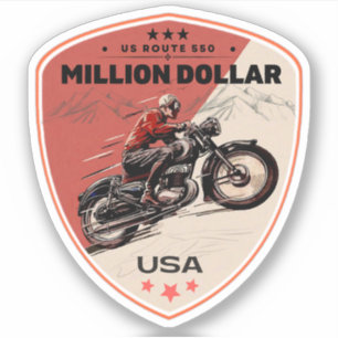 Million Dollar Autobahn Colour Motorrad-Reise Aufkleber