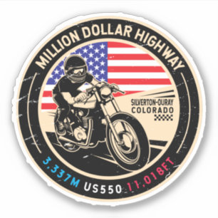 Million Dollar Highway Colorado Motorrad Aufkleber