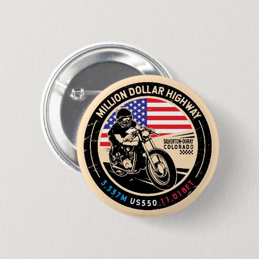 Million Dollar Highway Colorado Motorrad Button (Vorne & Hinten)