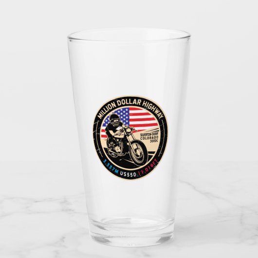Million Dollar Highway Colorado Motorrad Glas (Vorderseite)
