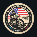 Million Dollar Highway Colorado Motorrad Magnet<br><div class="desc">Million Dollar Highway in einem Vintagen,  Not leidenden Stil Emblem. Es ist eine landschaftliche Fahrt,  die in Colorado und außerhalb des San Juan Skyway zu finden ist.</div>