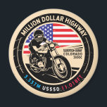 Million Dollar Highway Colorado Motorrad Magnet<br><div class="desc">Million Dollar Highway in einem Vintagen,  Not leidenden Stil Emblem. Es ist eine landschaftliche Fahrt,  die in Colorado und außerhalb des San Juan Skyway zu finden ist.</div>