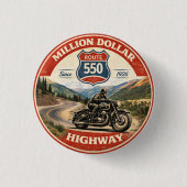 Million-Dollar-Highway-Route-550-Motorrad-Geschenk Button (Vorderseite)
