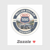 Million Dollar Highway Route 550 Oldtimer-Geschenk Aufkleber (Blatt)