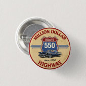Million Dollar Highway Route 550 Oldtimer-Geschenk Button (Vorne & Hinten)