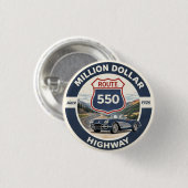 Million-Dollar-Highway-Route-550-Oldtimer-Geschenk Button (Vorne & Hinten)