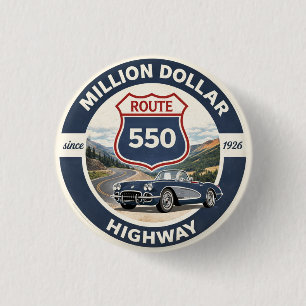 Million-Dollar-Highway-Route-550-Oldtimer-Geschenk Button
