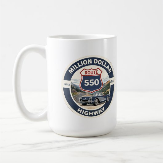 Million Dollar Highway Route 550 Oldtimer-Geschenk Kaffeetasse (Links)