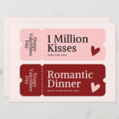 Million Kisses und Dinner Valentinstag Card Einladung (Vorne/Hinten)