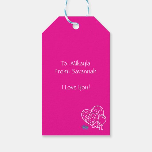 Million Piece Jigsaw Pink Customized Geschenkanhänger (Rückseite)