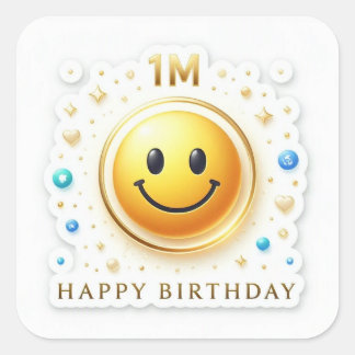 Million Smile Geburtstagssticker – Teaser-Kollekti Quadratischer Aufkleber