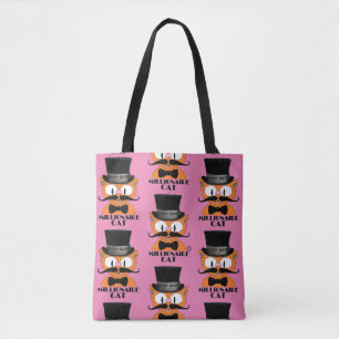 MILLIONAIRE CAT-Cartoon Mustache Katze Niedlich ro Tasche