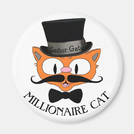 MILLIONAIRE CAT-Schnurrkatze mit Top-Hut Magnet (Vorne)