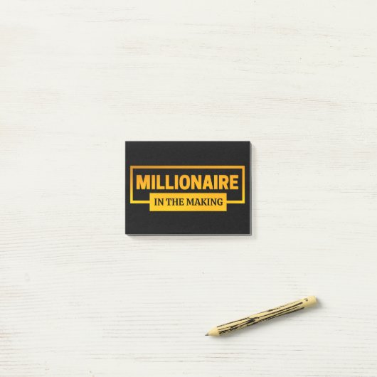 MILLIONAIRE IM MAKING POST-IT KLEBEZETTEL (Auf Schreibtisch)