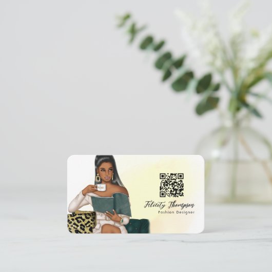 Millionär Mindset Boss Lady QR Code Visitenkarte (Stehend Vorderseite)