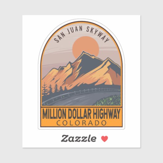Millionen Dollar Highway Colorado Retro Art Aufkleber (Blatt)