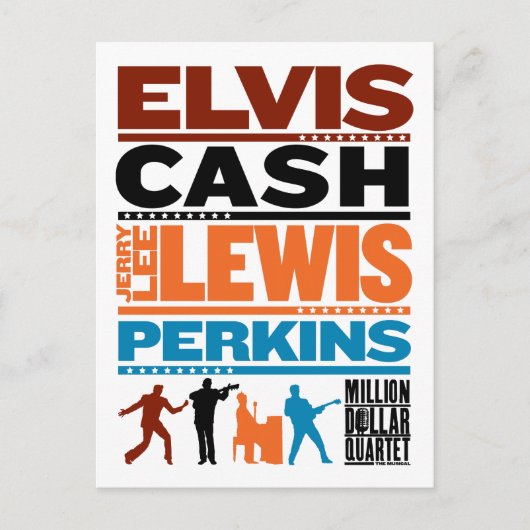 Millionen Dollar Quartett-Namen Postkarte (Vorderseite)