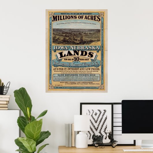 Millionen Hektar. Iowa und Nebraska Poster (Heimbüro)