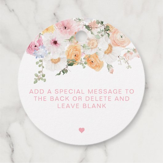 Millionenblütenbaby in Bloom Baby Shower Geschenkanhänger (Rückseite)