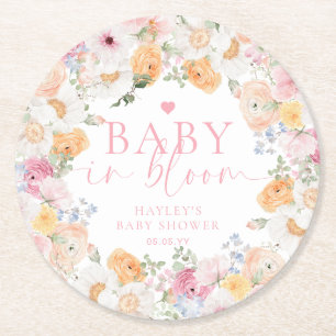 Millionenblütenbaby in Bloom Baby Shower Runder Pappuntersetzer