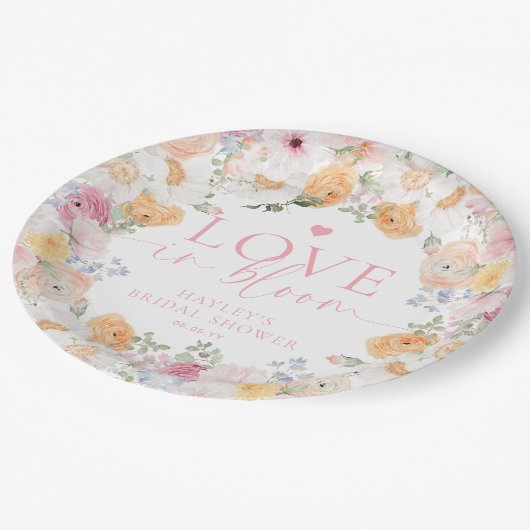 Millionenflorale Liebe im Blut-Brautparty Pappteller (Schrägansicht)