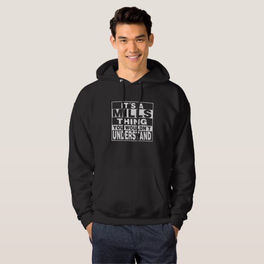 MILLS Nachname Personalisiertes Geschenk Hoodie (Vorne ganz)