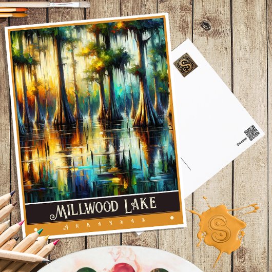 Millwood Lake, Arkansas | Vintage Malerei Postkarte