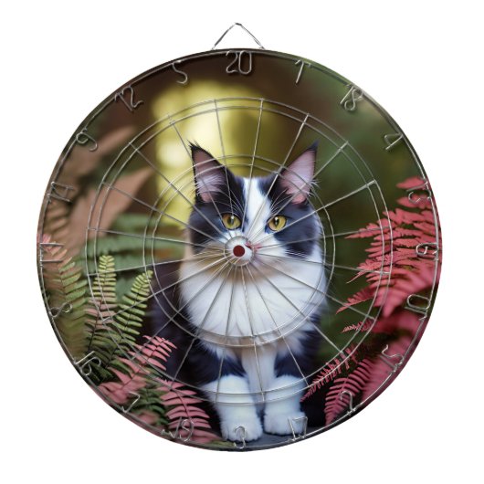 Milly die Ragdoll Katze, Dartboard mit Dartboard Dartscheibe (vorne)