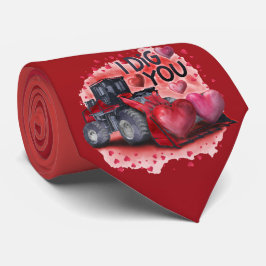 Milo Dale I Dig You Bulldozer Red Necktie Krawatte