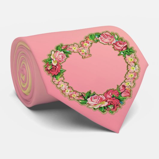 Milo Dale Pink & Gelbe Blume Herz Männer Necktie Krawatte (Gerollt)