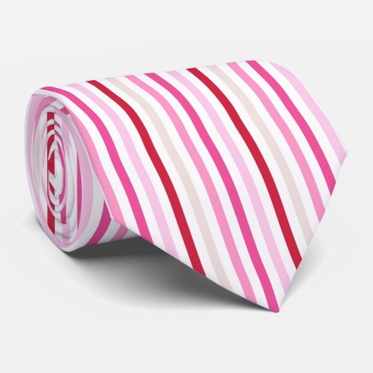 Milo Dale Pink Stripped Men's Valentine Necktie Krawatte (Gerollt)