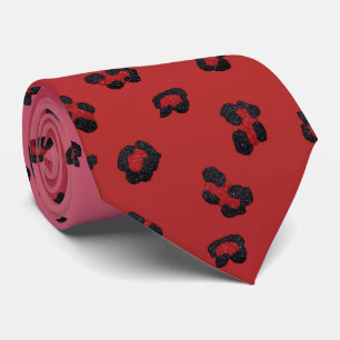 Milo Dale Red und Black Leppard Pink Necktie Krawatte