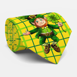 Milo Dale St. Patrick's Day Gold Kariert Krawatte 