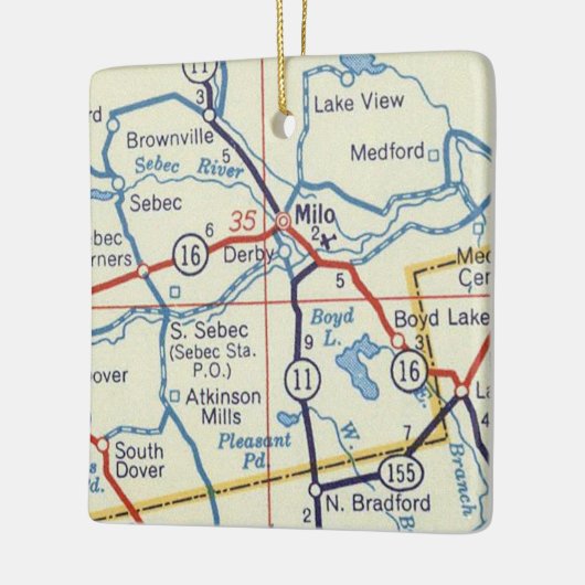 Milo Maine Vintag Map Keramikornament (Links)