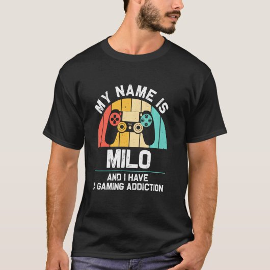 Milo Name Personalisiert Funny Gaming Geek Geburts T-Shirt (Vorderseite)