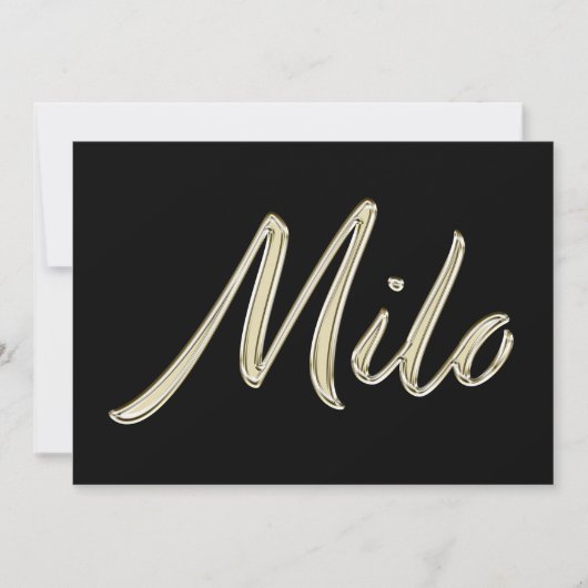 Milo Name white gold Handwriting Karte (Vorderseite)