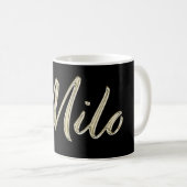 Milo Name whitegold Tasse Teetasse Kaffeetasse (VorderseiteRechts)
