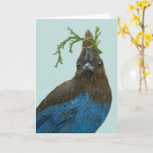 Milo the Steller's Jay Grußkarte Karte (Gelbe Blume)