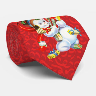Milo Weihnachtskollektion Vintage-Schneemann Rot Krawatte