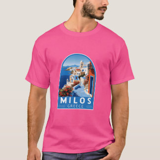 Milos Greece Travel Art Emblem Vintag T-Shirt