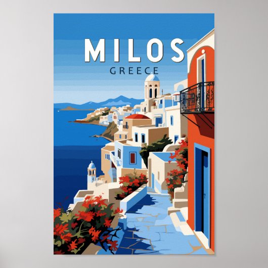 Milos Greece Travel Art Vintag Poster (Vorne)