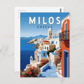 Milos Greece Travel Art Vintag Postkarte (Vorne/Hinten)