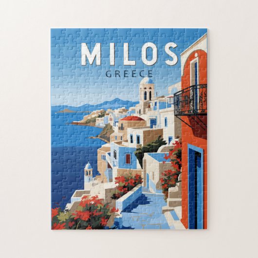 Milos Greece Travel Art Vintag Puzzle (Vertikal)
